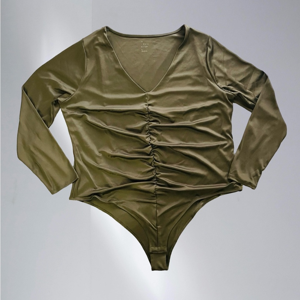 Olive Green Long Sleeve Bodysuit 2x